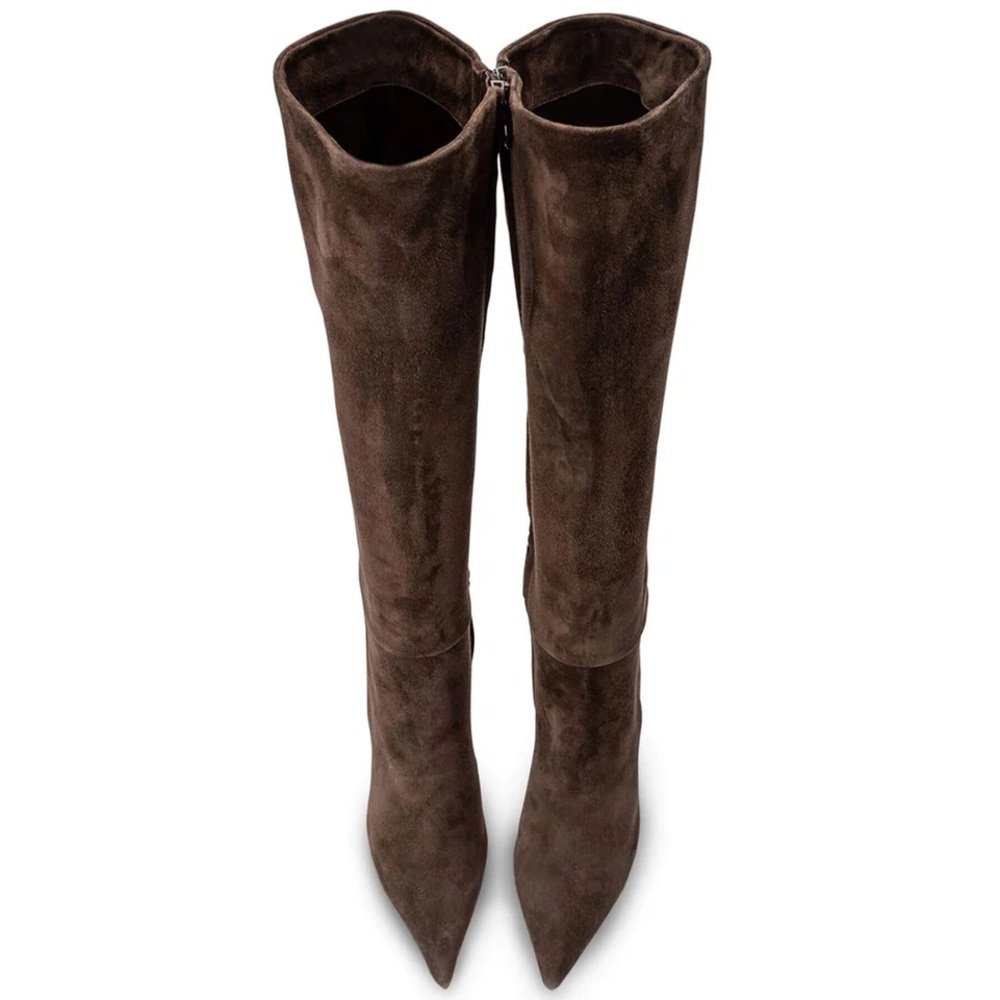 Tony Bianco Apollo Boot Espresso Suede Dark Chocolate Brown Heels GreatCondition - Picture 3 of 7